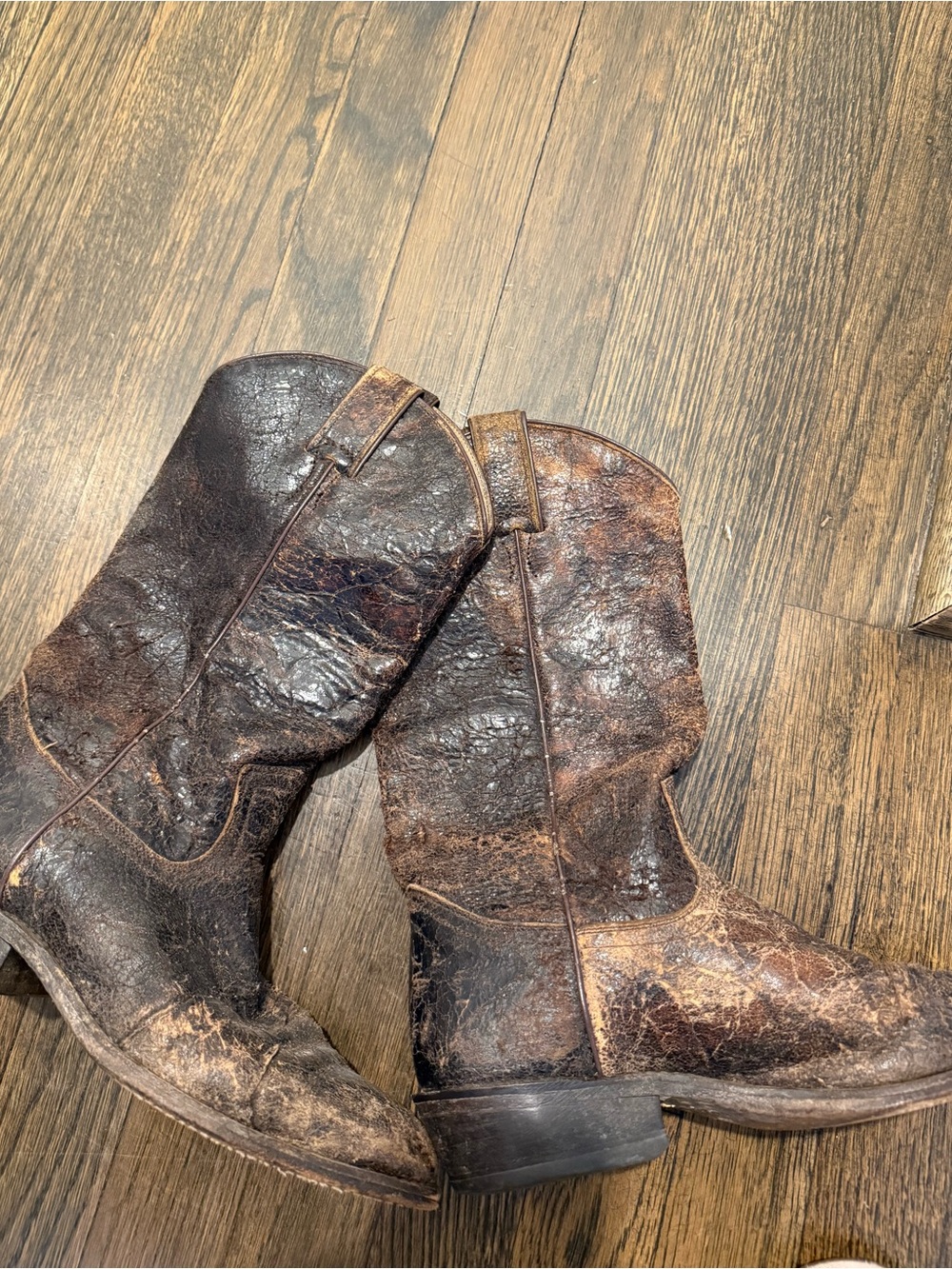 Frye Brown Distressed Leather Cowboy Boots